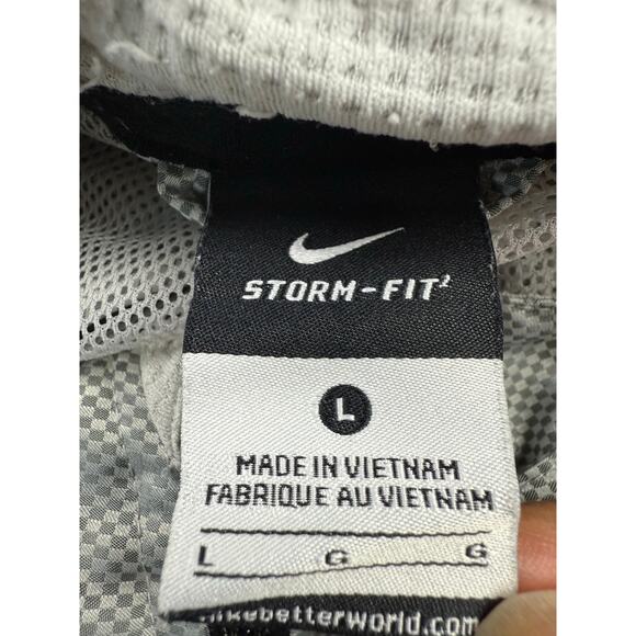 Nike Storm-FIT² Windbreaker Jacket L Silver Gray Reflective Hooded Running Rain - Picture 4 of 11